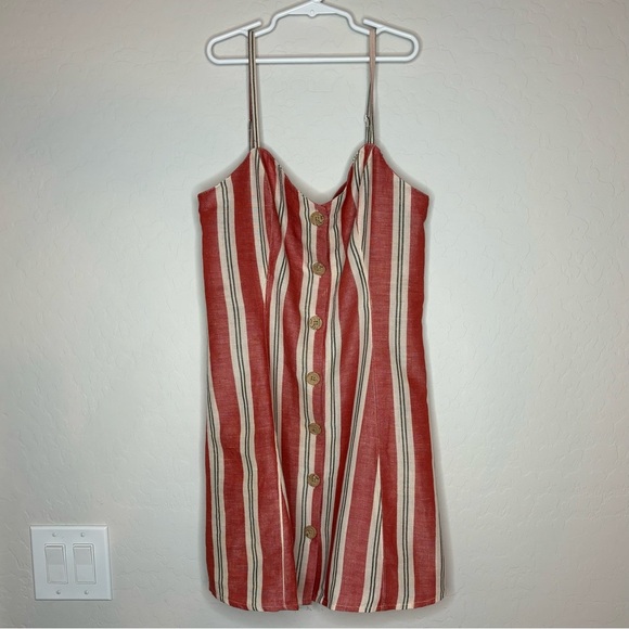 Urban Outfitters Sleeveless Red Striped Button Front Dress Size S/P - Picture 3 of 10